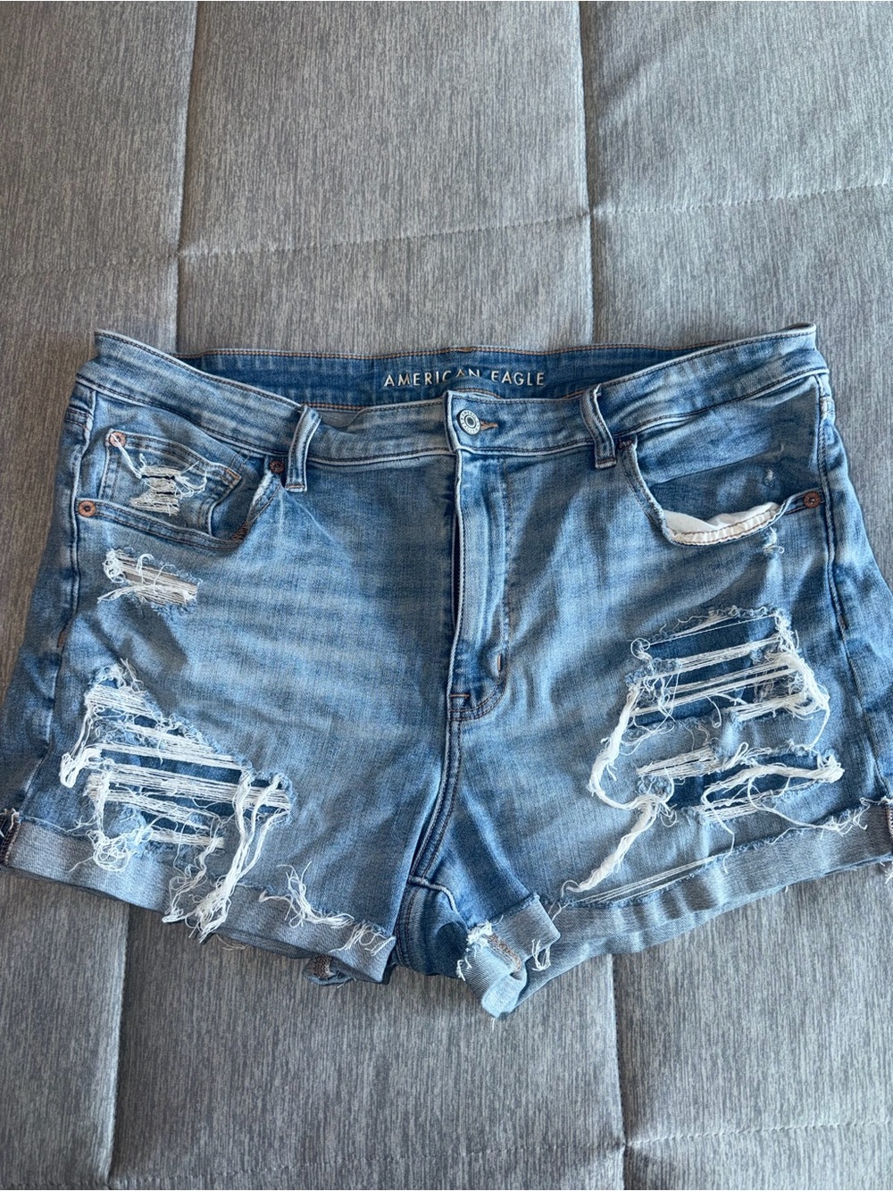 American Eagle Outfitters Distressed Light Blue Denim Cutoff Shorts